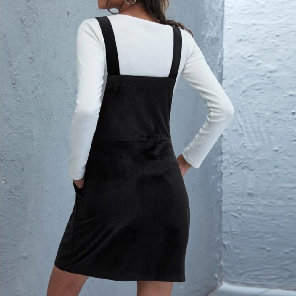 Minimalist Corduroy overall dress black fall boho - Picture 2 of 3